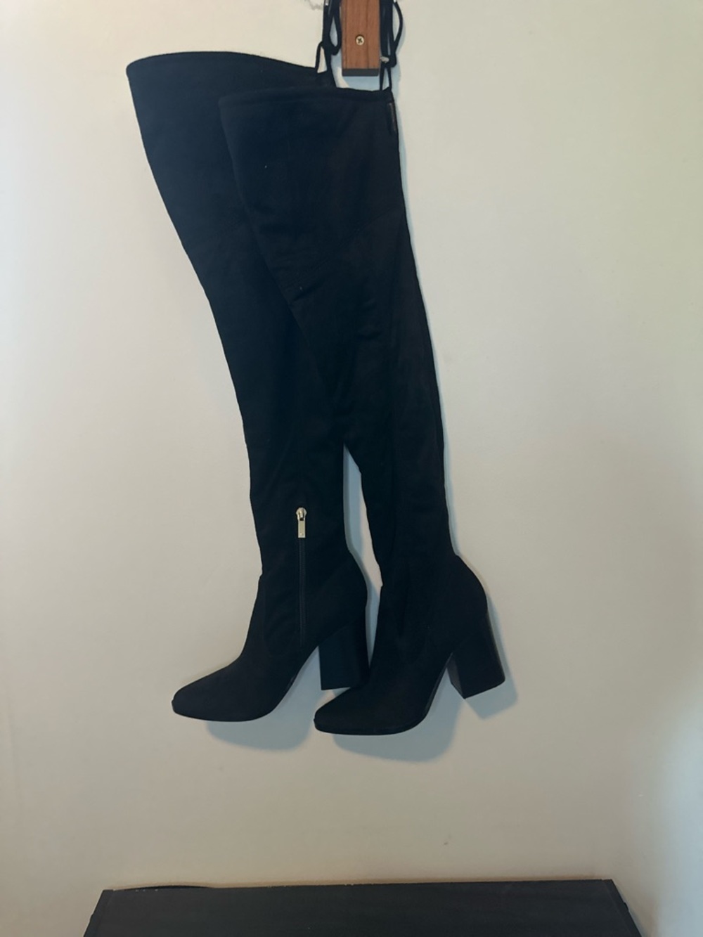 Marc Fisher Black Over-the-Knee Block Heel Boots